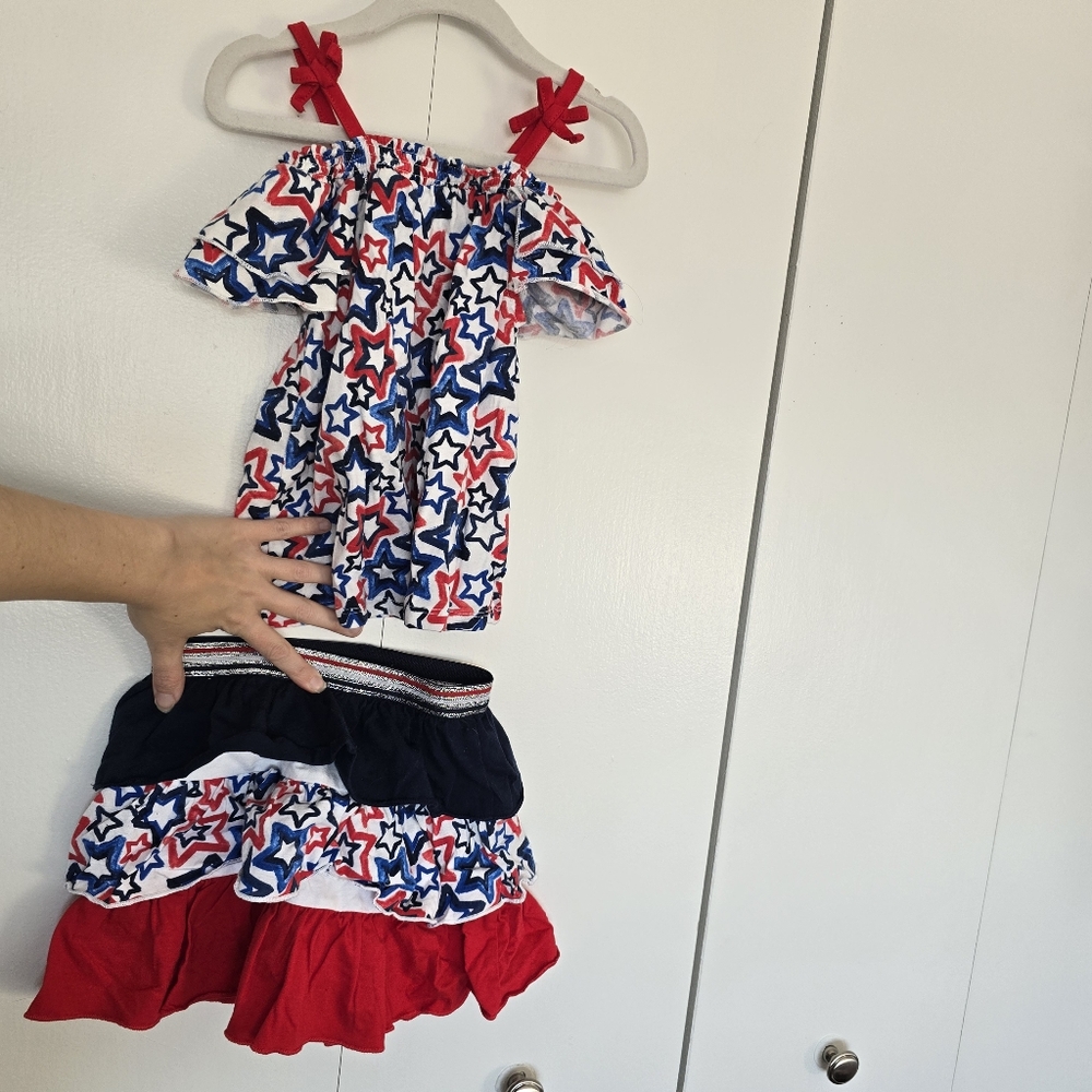 4T Patriotic skort toddler girl’s outfit stars stripes tank